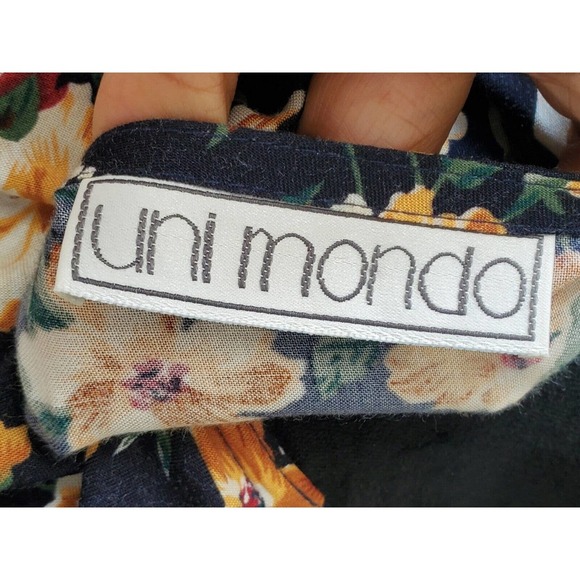 Vintage Mondo Blue Floral V-Neck Long Sleeve Casual Knee Length Dress Size 2X - Picture 8 of 11